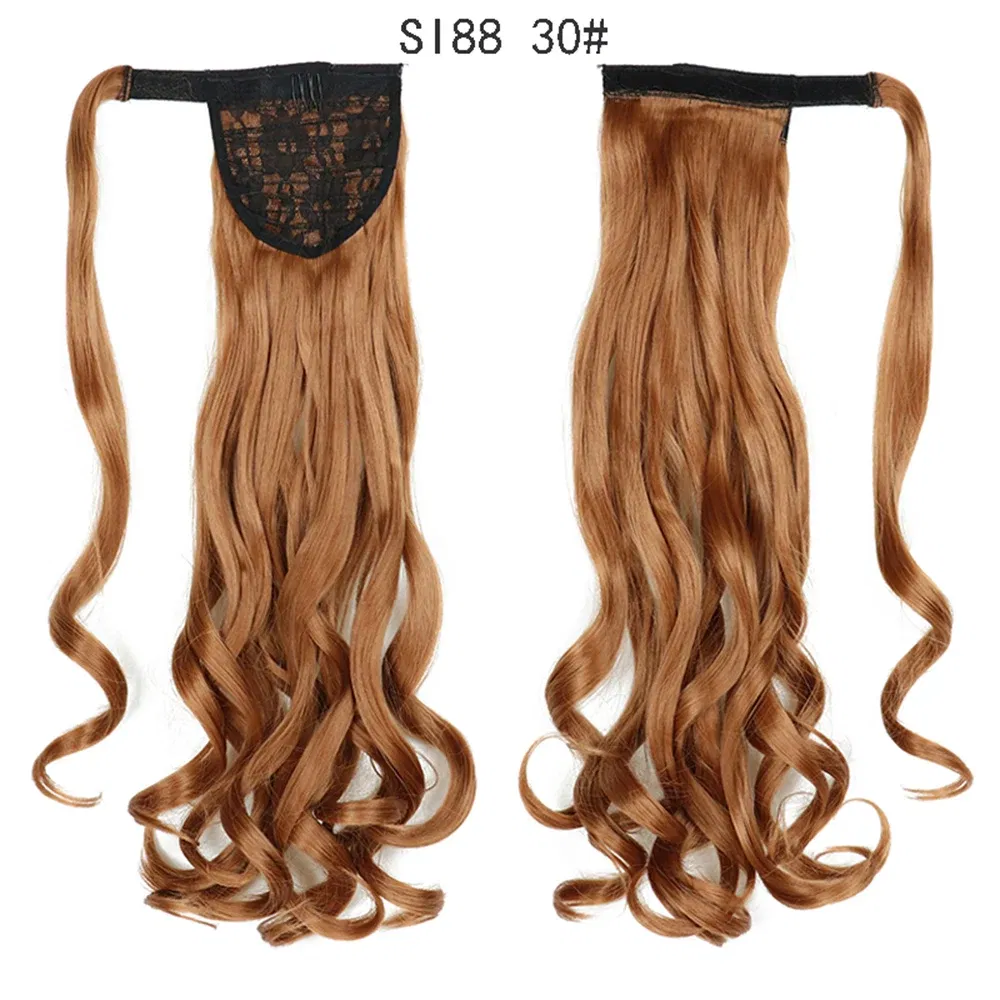 Color: #1 - LINWAN Synthetic Long Straight Wrap Around Clip In Ponytail Hair Extension Heat Reistan Pony Tail Fake Hair