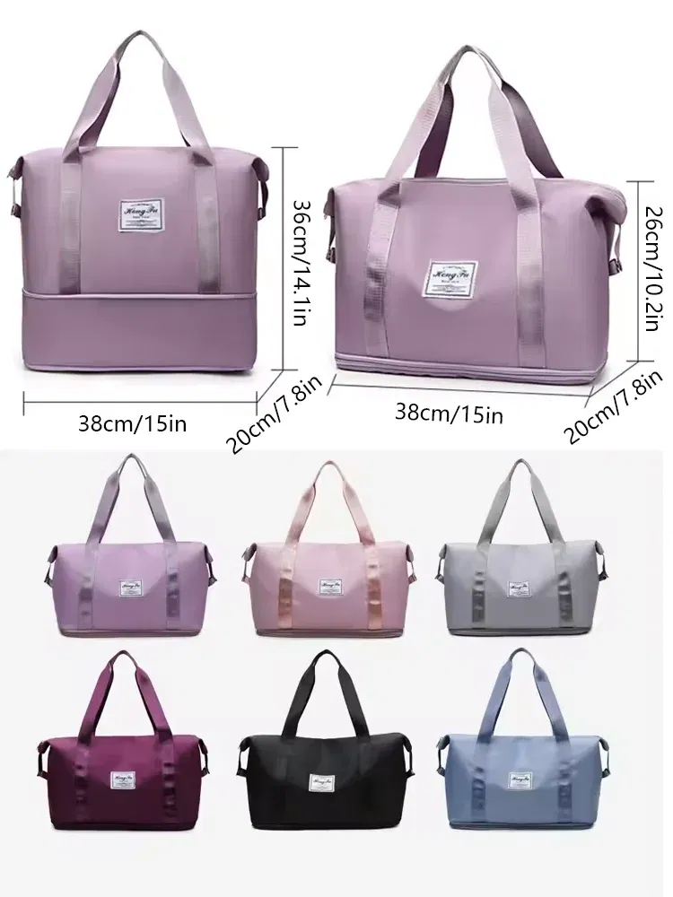 Color: black - UNIXINU Carry On Travel Duffle Bag Nylon Waterproof Sports Gym Tote Bags for Women Large Capacity Storage Luggage Handbag