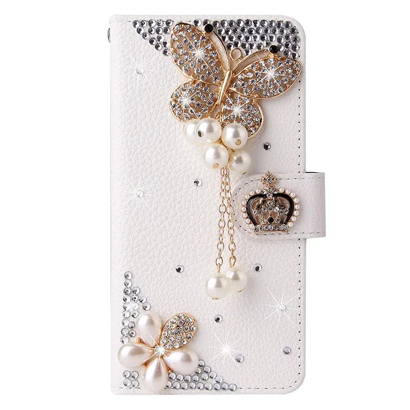 Color: Beige, Material: ABS - Flip Glitter Case For Samsung Galaxy S25 Ultra S24 FE S23 S22 S21 S20 Plus A35 A55 A16 A14 A15 A34 A54 Leather Cover Case