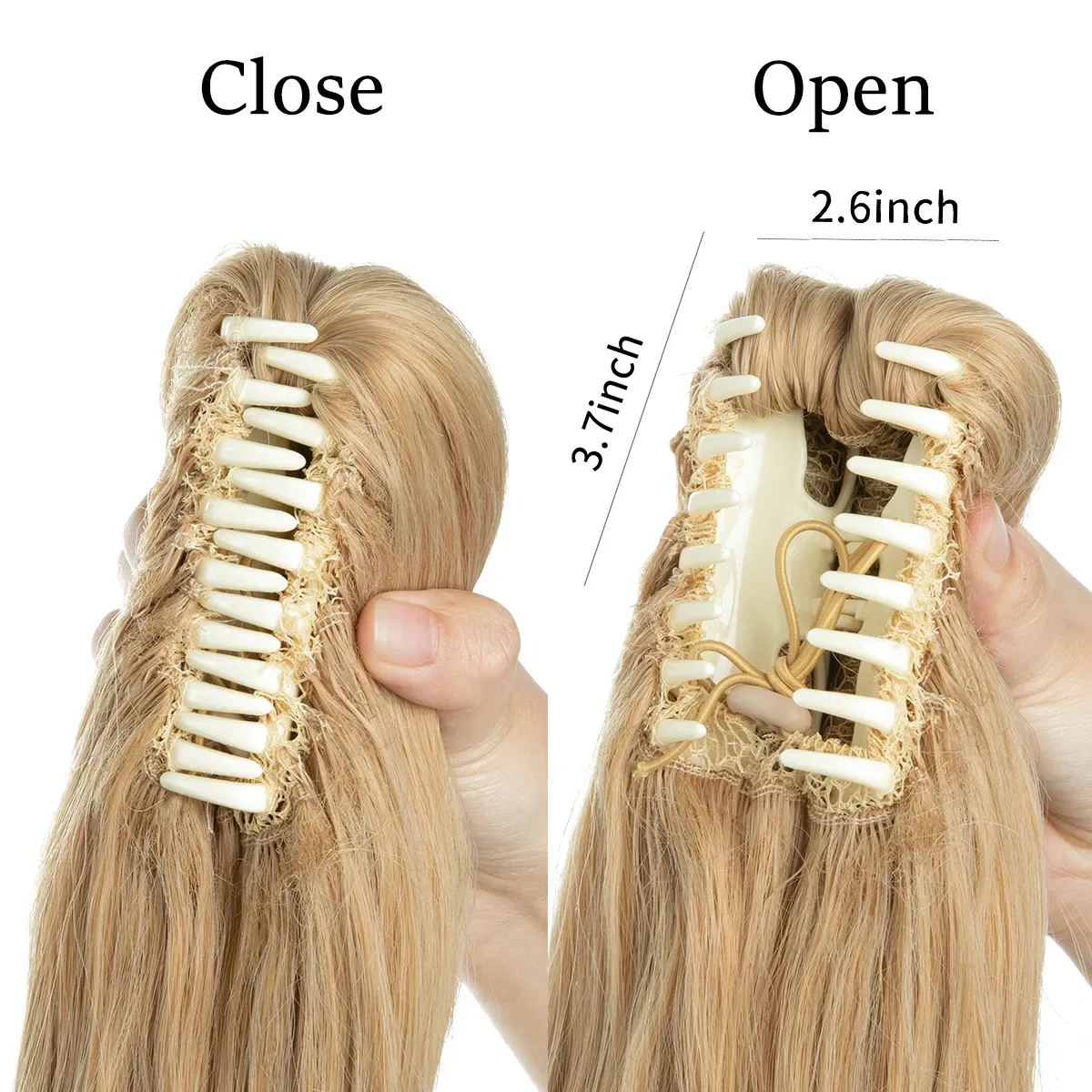 Color: #8, Stretched Length: 12inches - Synthetic Claw Clip In Ponytail Hair Extensions Hairpiece Horse Tail Fake Hair Wavy Blonde False Pigtail With Elastic Band