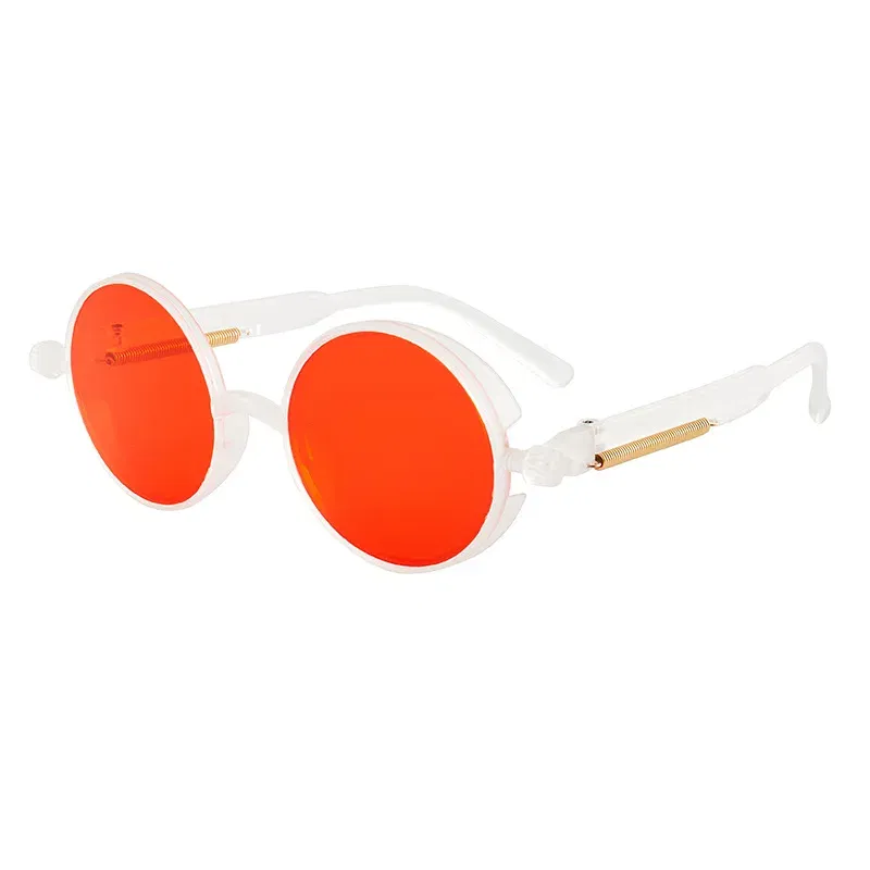 Lenses Color: black, Ships From: CN, Frame Color: MULTI - Classic Gothic Steampunk Sunglasses Luxury Brand Designer High Quality Men and Women Retro Round Pc Frame Sunglasses
