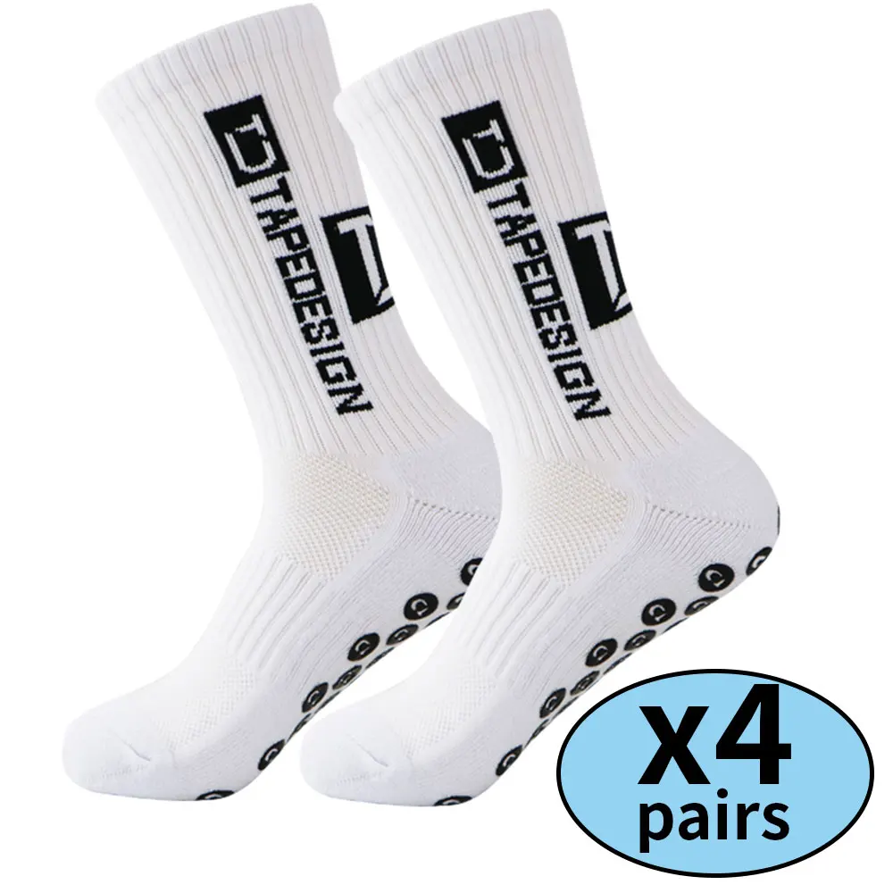 Color: Pink - 4 pairs of new non slip football socks, basketball socks, yoga socks, sports socks, outdoor sports socks