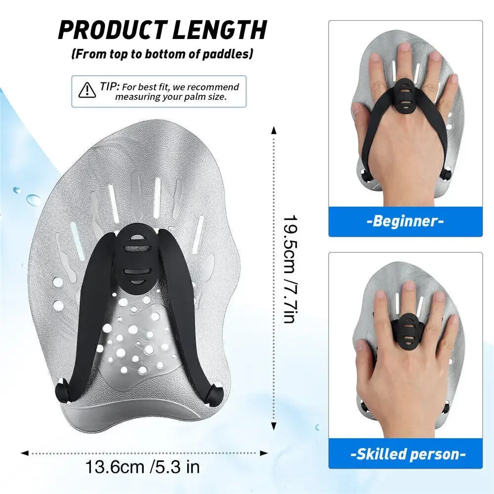 Color: WHITE - 1pair Swimming Paddles Training Adjustable Hand Webbed Gloves Pad Fins Flippers For Men Women Kids