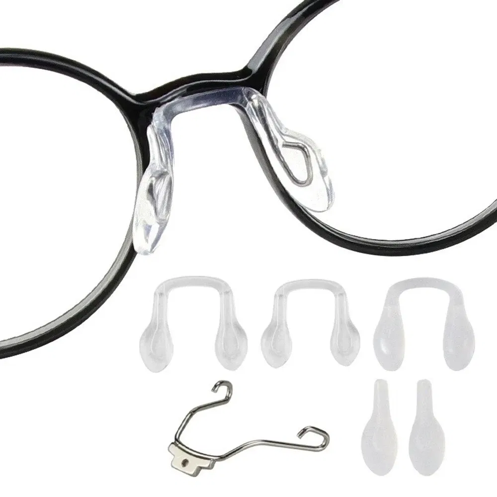 Color: Red - 1pair Silicone U Shape Nose Pad Arm Eyeglasses Anti Slip Accesssory