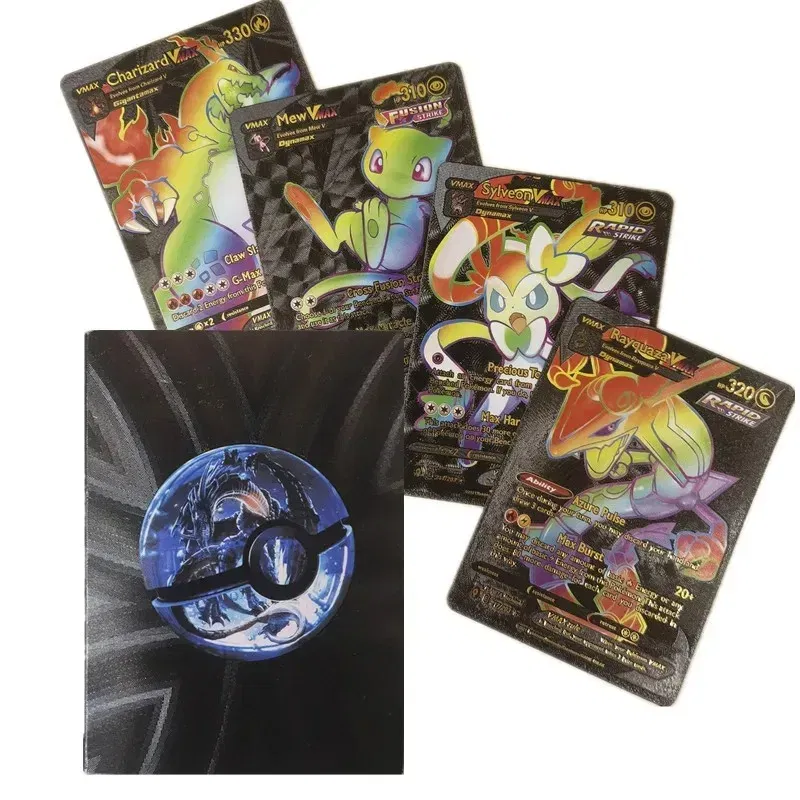 Color: TEN - 55PCS Pokemon Colorful Gold Foil Card Charizard Pikachu Arceus Diamond Rainbow English French German Spanish VSTAR GX VMAX Cards
