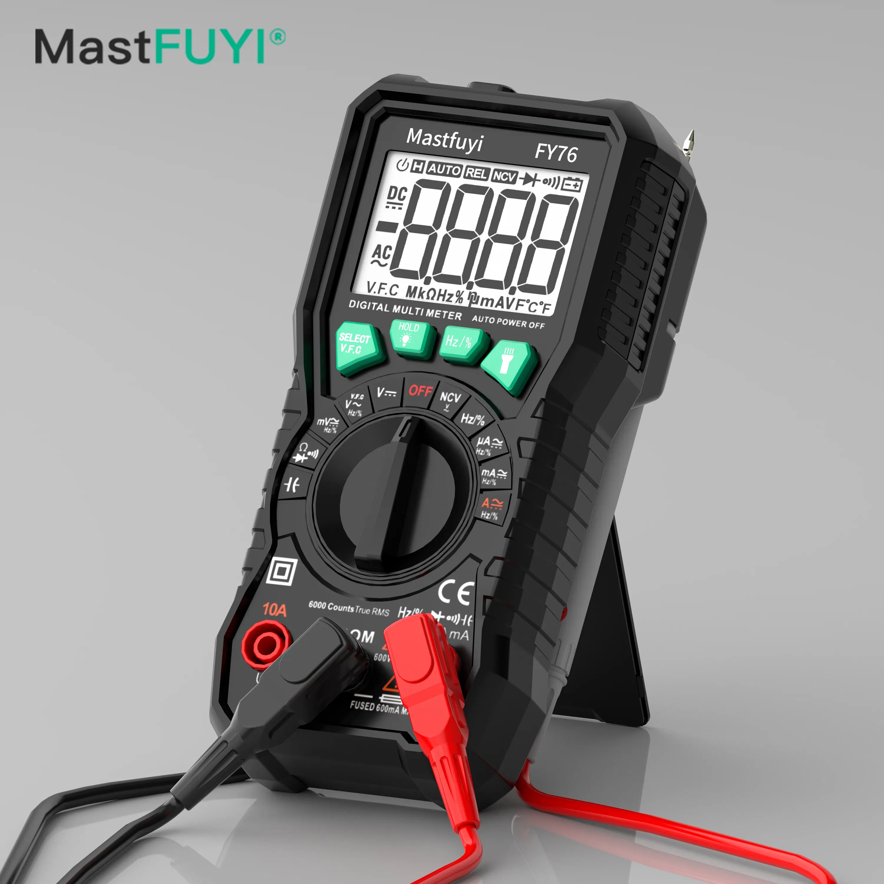 MASTFUYI LCD Digital Multimeter Ammeter AC DC Voltmeter Mini Hand Held Digital Multimeter Cable Ohm Meter With Probe Combination