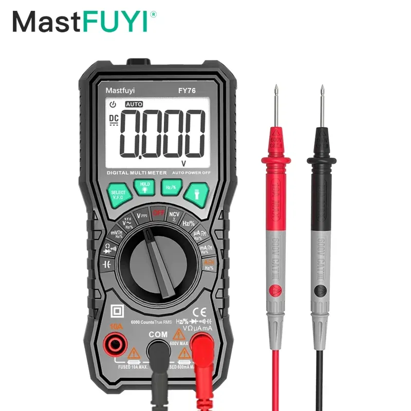 MASTFUYI LCD Digital Multimeter Ammeter AC DC Voltmeter Mini Hand Held Digital Multimeter Cable Ohm Meter With Probe Combination