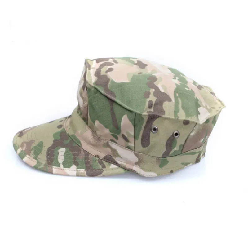 Color: Blue - Classic men's military cap Men's women's fitted flat top baseball cap Army camo sun hat Outdoor sports fishing ride