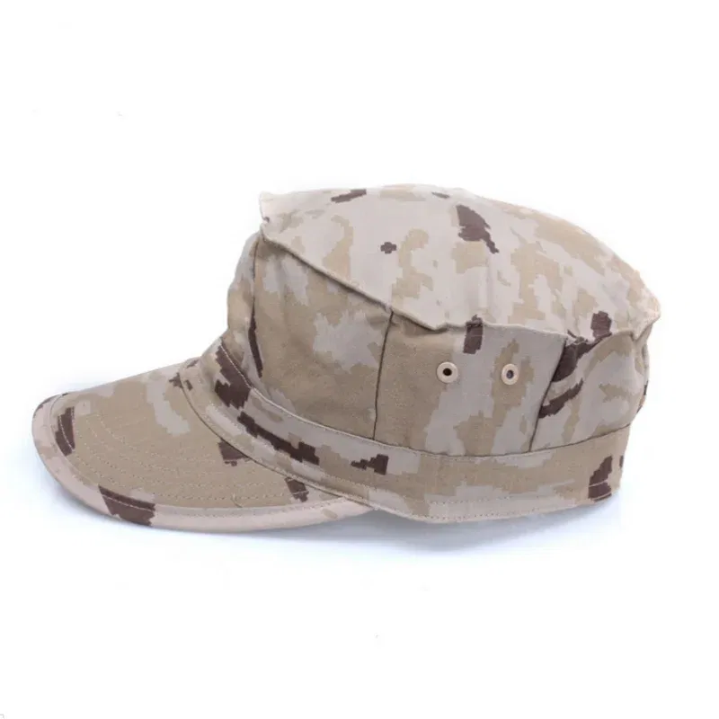 Color: Blue - Classic men's military cap Men's women's fitted flat top baseball cap Army camo sun hat Outdoor sports fishing ride