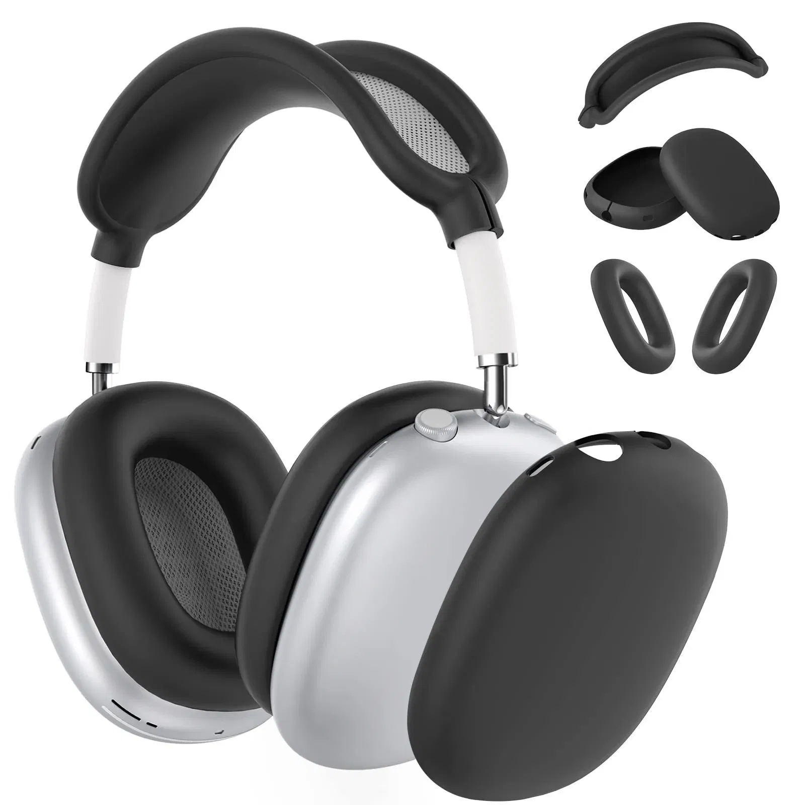Color: black - Silicone Case Cover for AirPods Max (2024/2020)Accessories Soft Silicone Skin Protector ,Anti-Scratch Ear Pad Case Cover