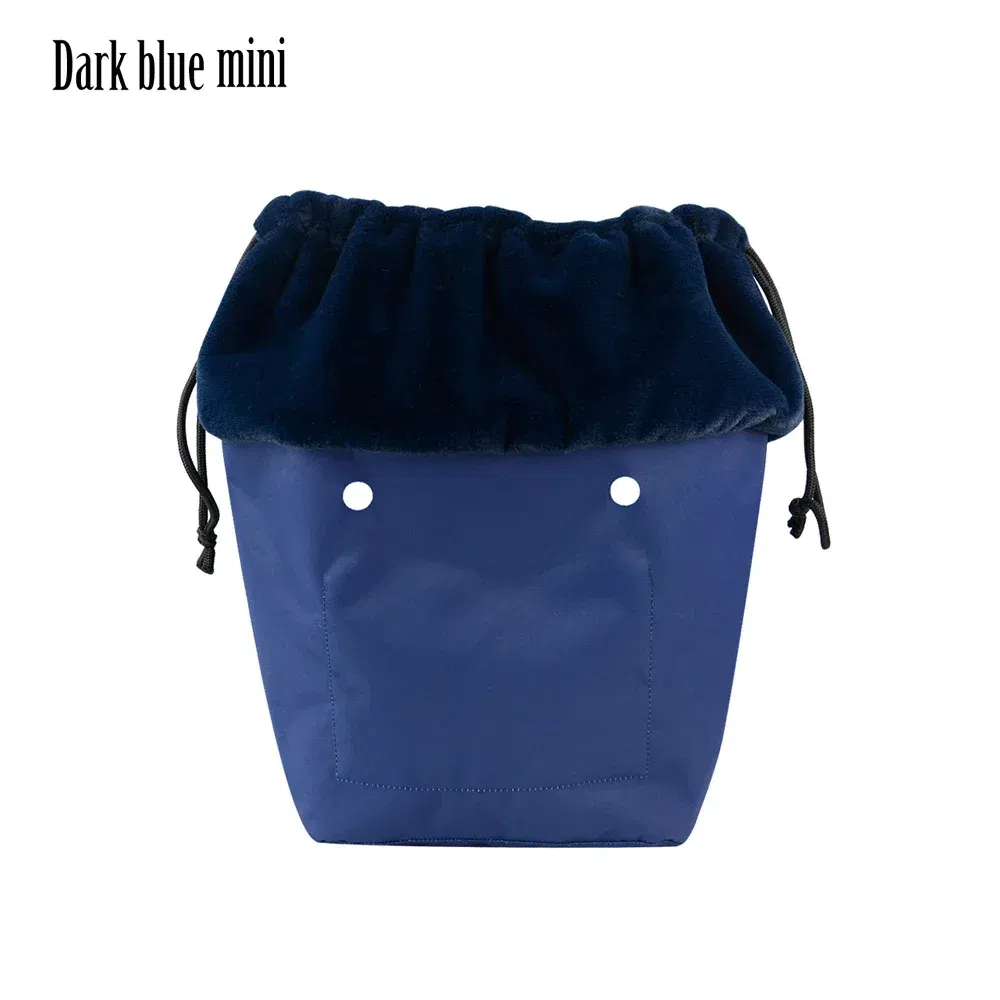 Color: black - 2025 Winter O Bag Large Capacity Classic Mini Plush Fur Furry Organizer Top Drawstring Colorful Inner Insert for Obag Winter