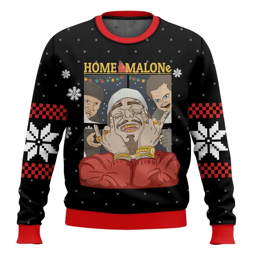 Color: Red, Size: L, Ships From: CHINA - Merry Christmas alone at home Ugly Christmas sweater cartoon animation Men's pullover 2026 fashionable couple shirts Sweatshirt