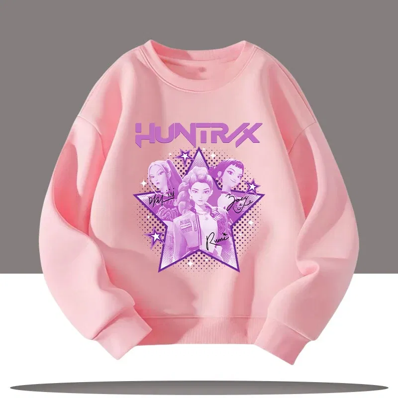 Color: army green, Kid Size: 10 - K-pop Demon Hunters New Children's Round-neck Sports Shirt with Cartoon Print - 3-12 Years Old Cute Girl Casual Top