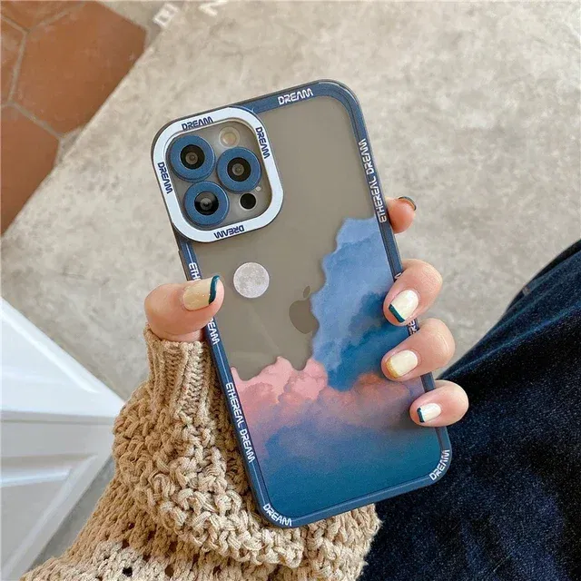 Color: Blue, Material: tpu - Retro INS Sunset Sky Clouds Moon Pattern Case For Samsung Galaxy S10 S20 S21 S22 S23 S24 FE Plus Ultra Note 20 Shockproof Cover