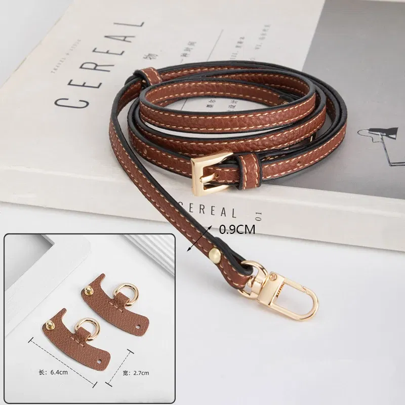 Color: Pink - 1 Set Bag Strap For Longchamp Mini Punch-free Genuine Leather Shoulder Strap Set Transformation Crossbody Strap Bag Accessories