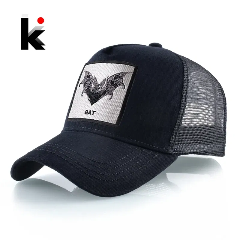 Color: Black - Baseball Cap With Bat Embroidery Four Seasons Snapback Trucker Caps Men Women Fashion Hip Hop Baseball Hat Outdoor Visor Caps