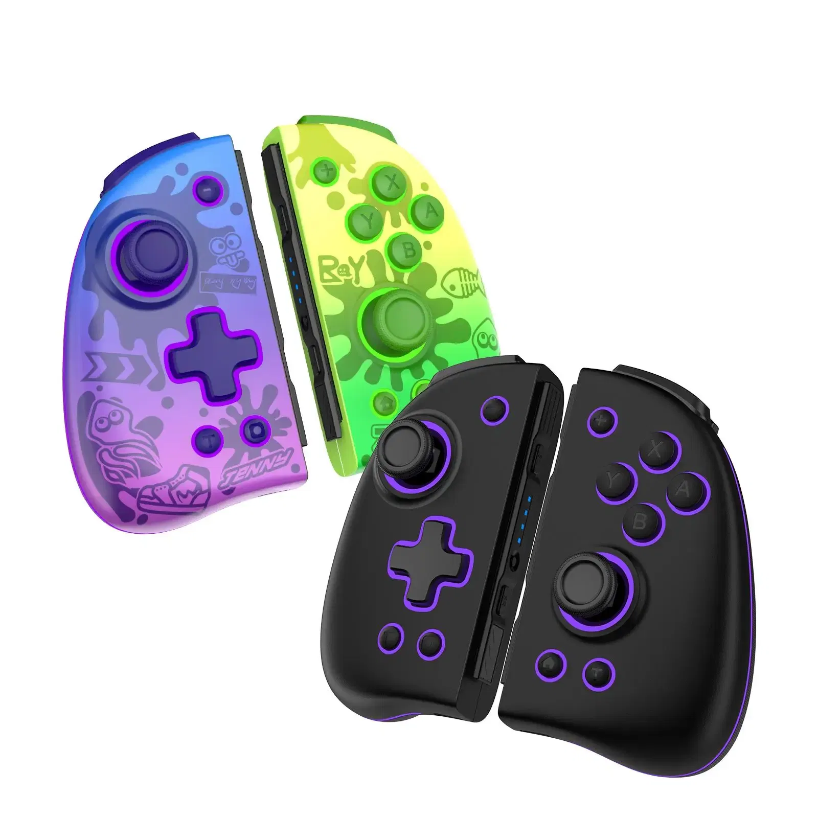 Color: Black - INE Neptune Mechanical Joypad for Swtich/Lite/OLED with Auto-fire Turbo Macro ALPS Analog Thumb Stick Motion Sensor