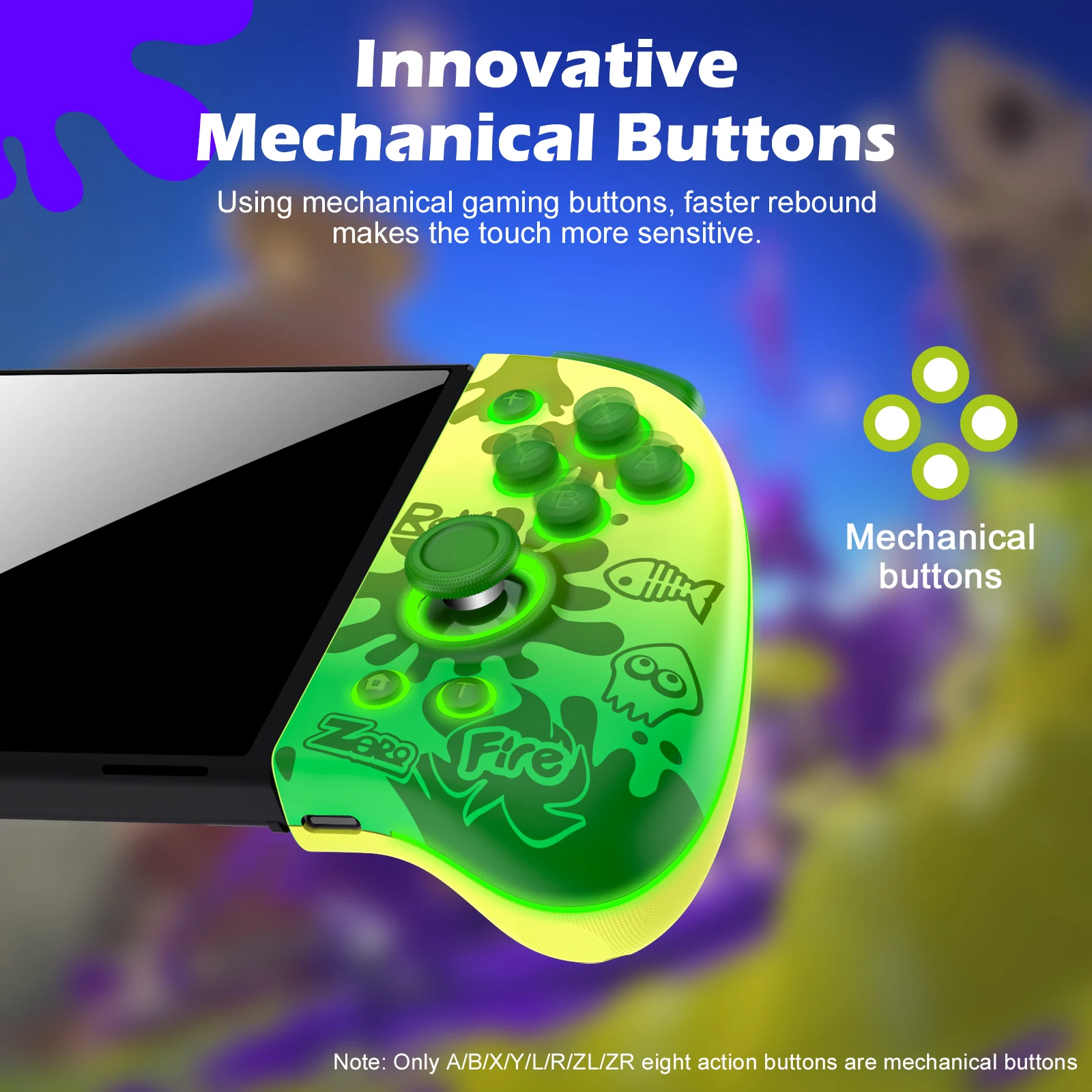Color: Black - INE Neptune Mechanical Joypad for Swtich/Lite/OLED with Auto-fire Turbo Macro ALPS Analog Thumb Stick Motion Sensor