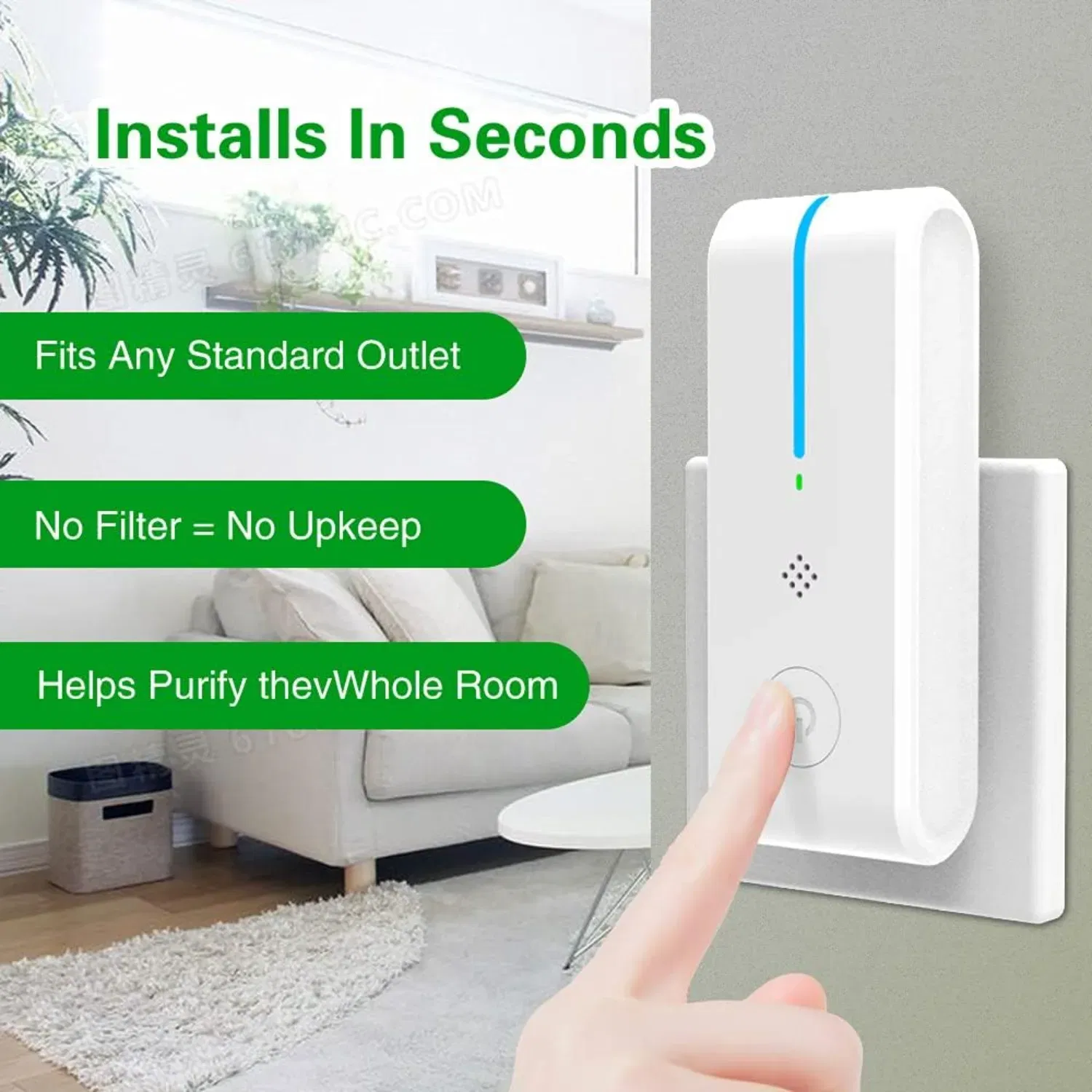 Ships From: CHINA - Small household plug-in air purifier, -saving, silent portable air purifier suitable for homes, bathrooms, living rooms, bedroom