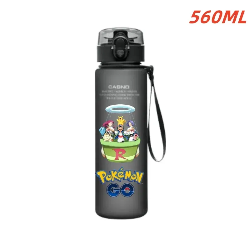 Color: Yellow - 560ML Pokemon Water Cup Anime Portable Children's Cute Pikachu Gengar Plastic Outdoor Sports Large Capacity Water Bottle Gifts