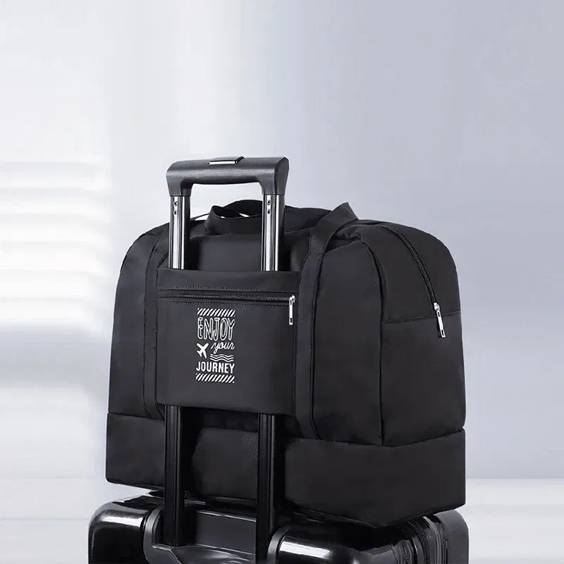 Color: Blue - Fashion Folding Travel Bag Women Oxford Travel Weekend Overnight Bags Luggage Tote