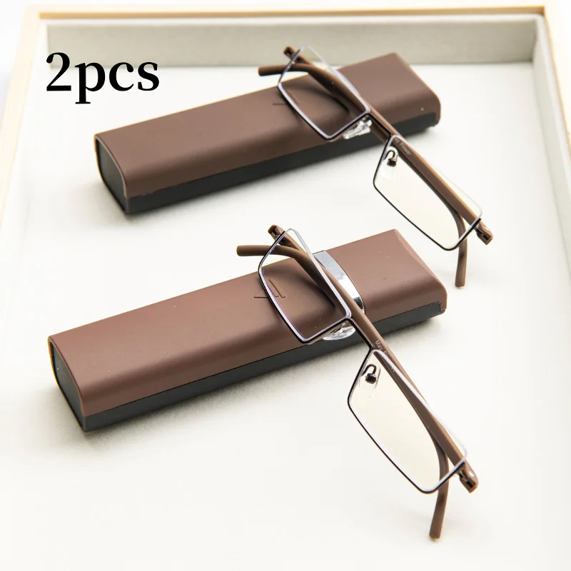 Frame Color: light brown, Eye Prescription: +350 - 2Pcs Suit Anti-blue Light Reading Glasses Ultralight TR90 Sport Presbyopia Eyeglasses Women Men Far Sight Eyewaer With Case +1.2