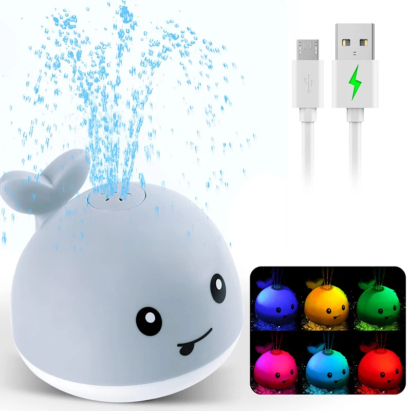 Color: green - Upgraded Baby Rechargeable Bath Toy with Waterproof Light Up Whale Spray Water Bathtub for Toddlers Kids Pool Bathroom Toys