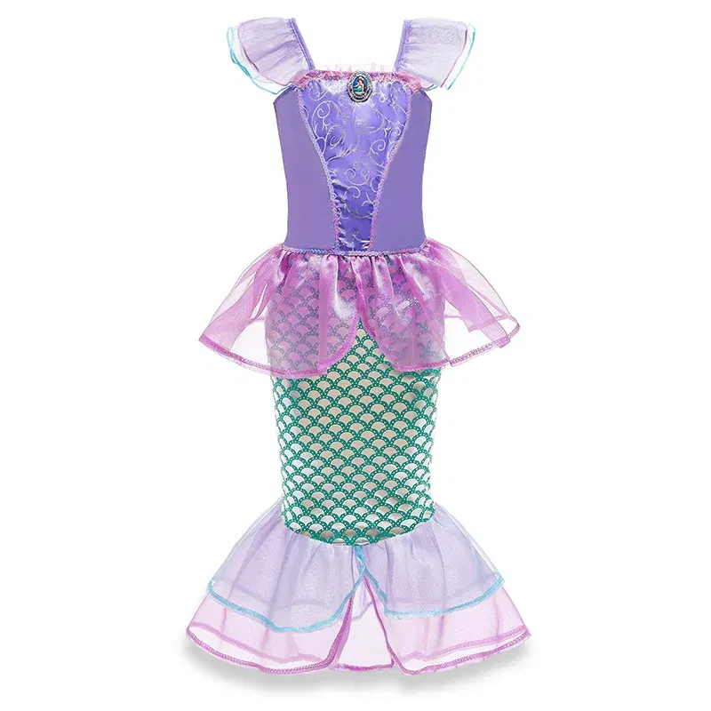 Color: SKY BLUE, Kid Size: 2T - Disney Little Mermaid Ariel Costumes for Girls Princess Dress Cosplay Halloween Carnival Kids Birthday Party Dress Up Clothing