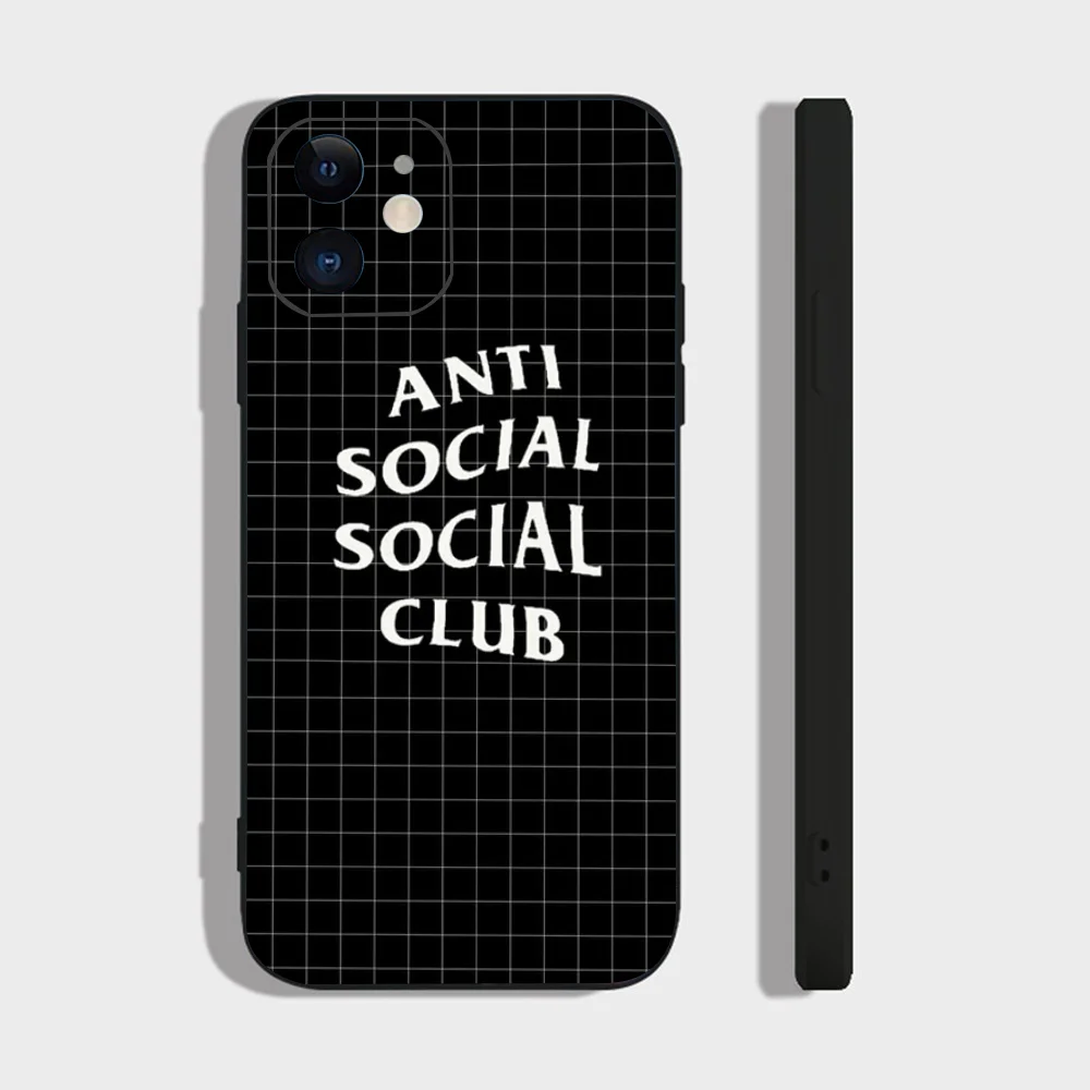 Color: Brown, Material: Nylon - Anti Social Social Club Phone Case For IPhone 16 15 14 13 Pro Max 11 12 Mini X Xs XR Se 2022 Black Silicone Cover