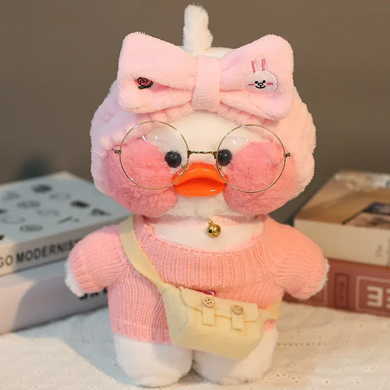 Color: plum, Height: 11cm-30cm - 30cm Kawaii Lalafanfan Duck Plush Toy Cartoon Lalafanfan Duck Doll Soft Stuffed Animal Plushie Birthday Gifts For Girl Children