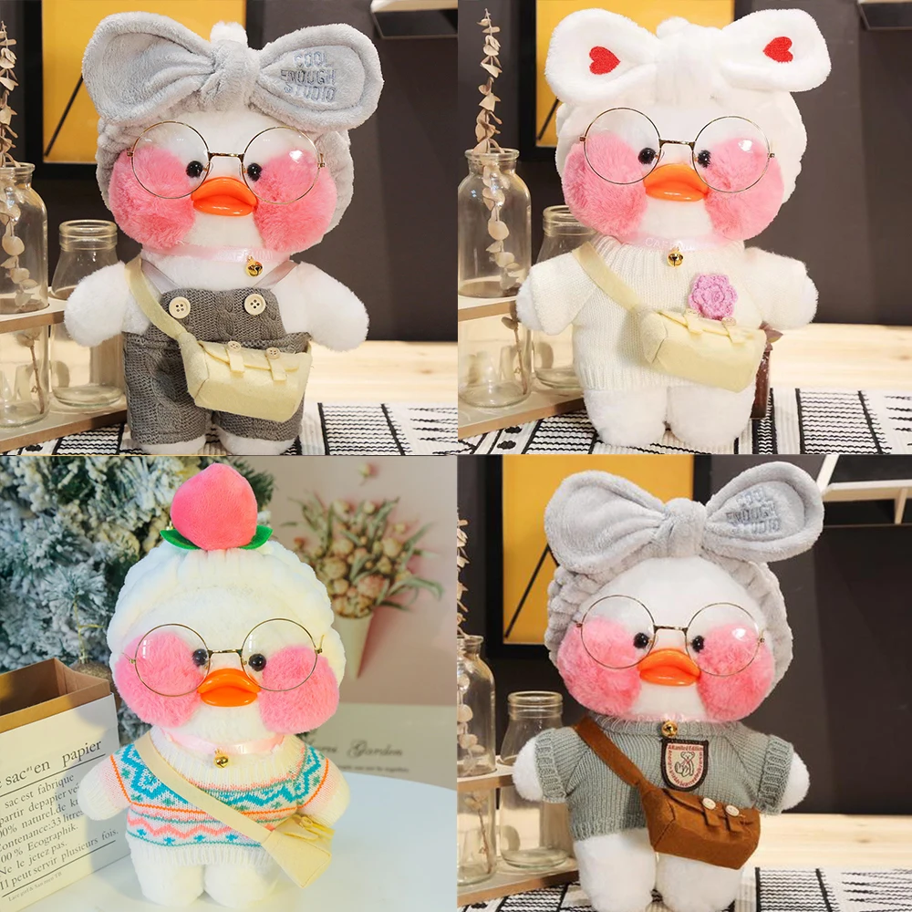 Color: plum, Height: 11cm-30cm - 30cm Kawaii Lalafanfan Duck Plush Toy Cartoon Lalafanfan Duck Doll Soft Stuffed Animal Plushie Birthday Gifts For Girl Children