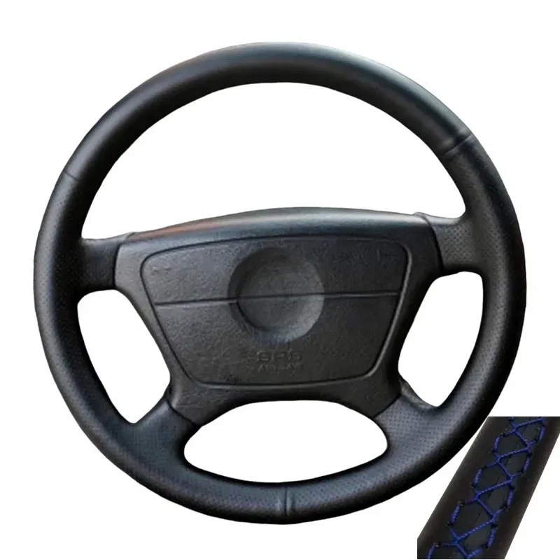 Color Name: SKY BLUE - Perforated Microfiber Leather Braiding Car Steering Wheel Cover for Mercedes Benz C-Class W202 CL-Class C140 E-Class W210