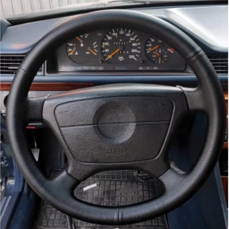 Color Name: SKY BLUE - Perforated Microfiber Leather Braiding Car Steering Wheel Cover for Mercedes Benz C-Class W202 CL-Class C140 E-Class W210