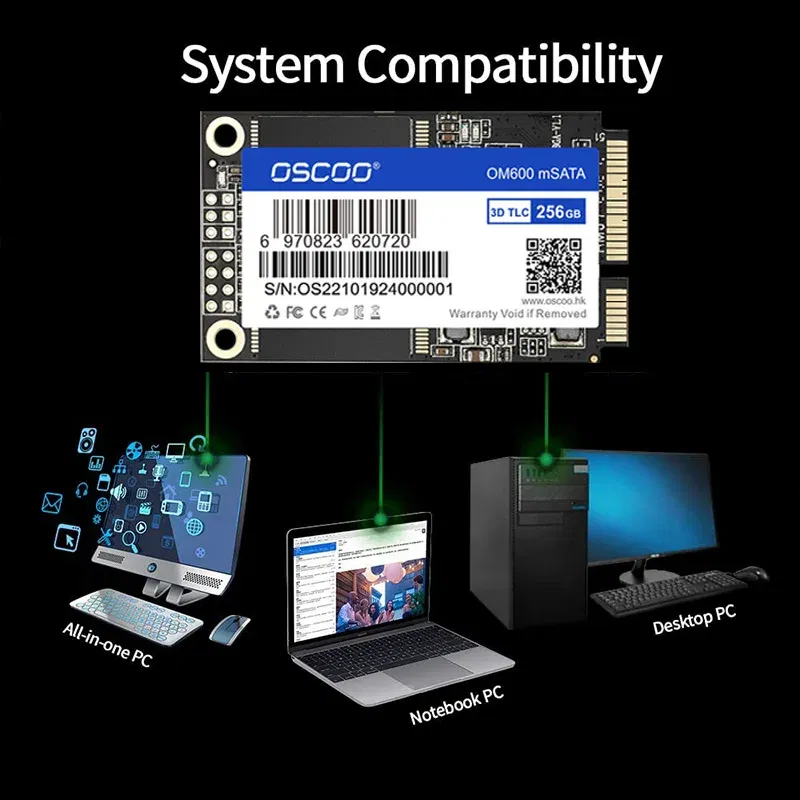 SSD Capacity: 256GB - mSATA SSD 128GB 256GB 512GB 1TB SATA Internal Solid State Hard Drive 6Gbps 3D NAND SSD For Desktop Laptop