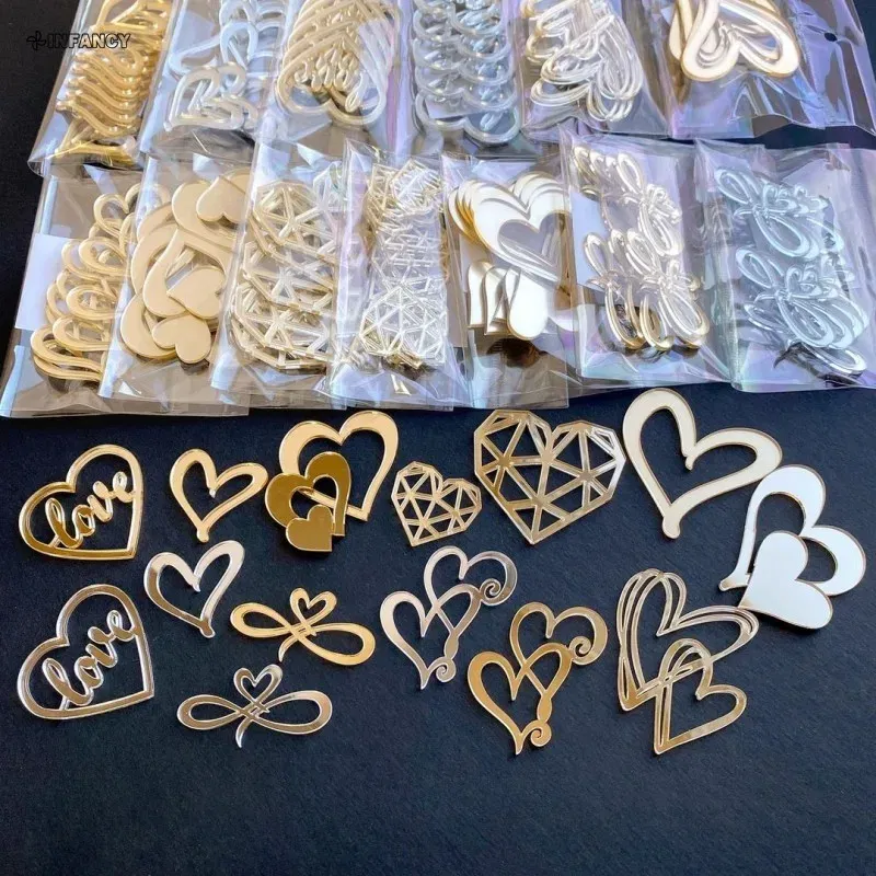 Color: Chocolate - 1Pcs Acrylic Cake Toppers Supplies Hearts Baking Dessert Flag Placard Decoration Proposal Anniversary Wedding Birthday Party
