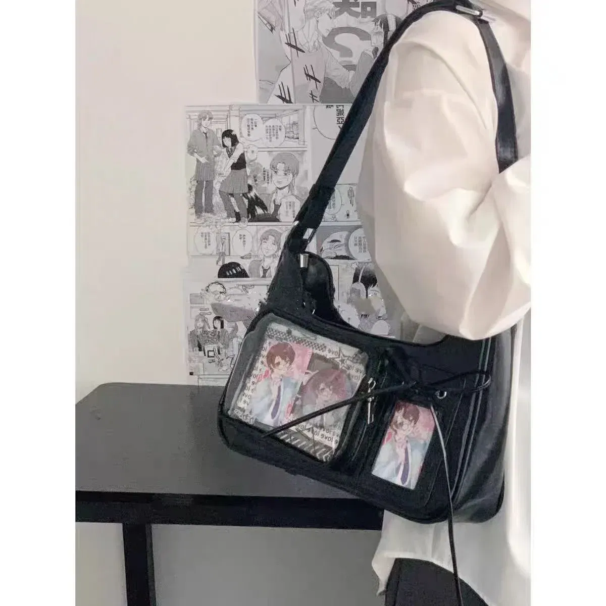 Color: black - Women's Transparent Ida Bags Japan Shoulder Bags Women Students Crossbody Bags Women's Designer Handbags