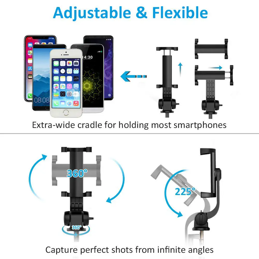 Color: Black - Mobile Phone Selfie Stick Tripod Stand Holder For iPhone 15 Pro Max 14 Xiaomi Redmi Huawei Honor Samsung Smartphone Accessories