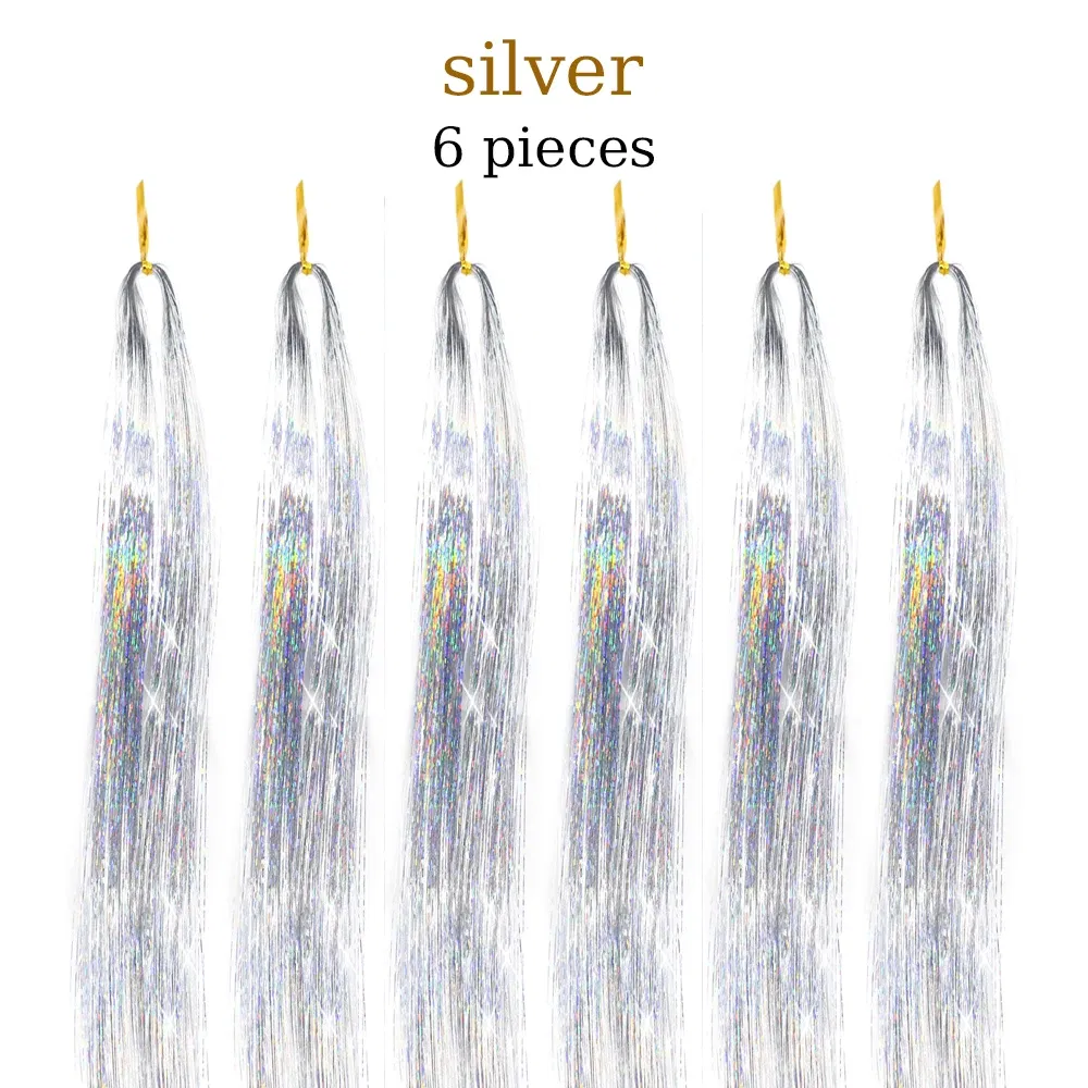 Color: #2, Stretched Length: 26inches - 48 Inch Hair Tinsel Kit With Tool 1200 strands Tinsel Hair Extensions 12 Colors Fairy Hair Tinsel, Sparkling Shiny Hair Tinsel