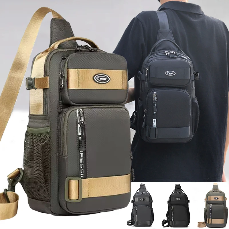 Color: green - Riding backpack for men, men's chest bag, casual men's single shoulder bag, lightweight and large-capacity crossbody bag