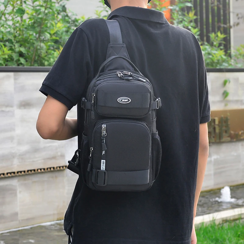 Color: green - Riding backpack for men, men's chest bag, casual men's single shoulder bag, lightweight and large-capacity crossbody bag