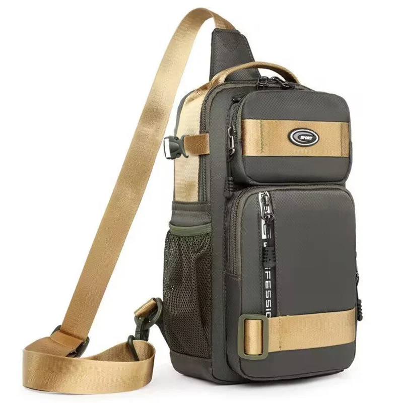 Color: green - Riding backpack for men, men's chest bag, casual men's single shoulder bag, lightweight and large-capacity crossbody bag