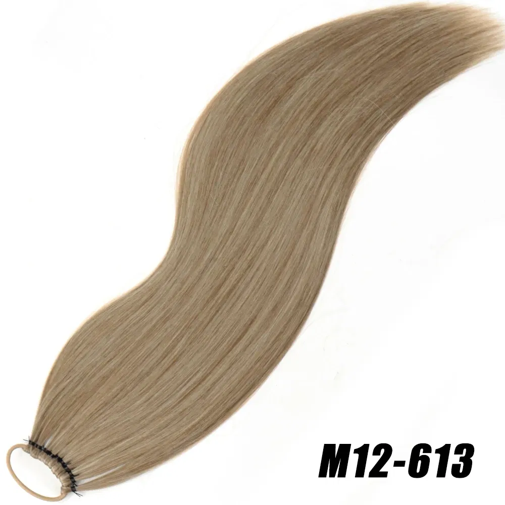 Color: P1B/613, Ships From: CHINA, Stretched Length: 24inches - 24 Inch Synthetic Ponytail Extensions Black Natural Braided Pony Tail Hairpiece Long Straight Rubber Band Hair For Women