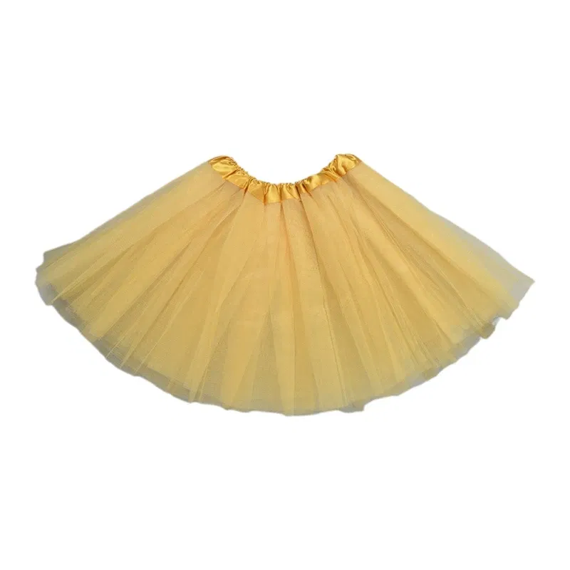 Color: Gold - Children Kids Girls Ballet Skirts Elastic Mesh Tutu Ballerina Dress Gymnastics Dancing Skirt Princess Pettiskirts