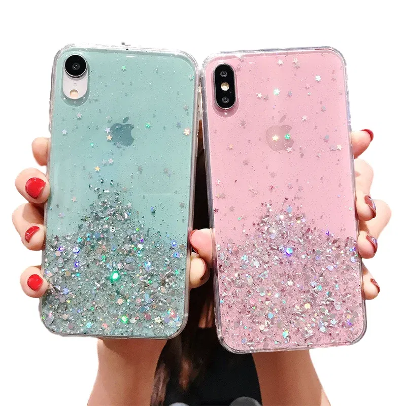Color: WHITE, Compatible-Phone Models: For iPhone 15 - 16 Pro Max, Epoxy Resin Case, iPhone 15 Case with Sequins, Epoxy Case, iPhone 14 Case, Glitter Girls Designs, 13 Pro Max, 15Pro
