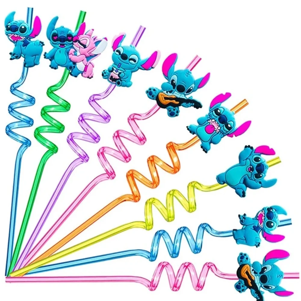 Color: Light Yellow - Lilo Stitch Party Gift Supplies Slapping Bracelets Reusable Drinking Straws Stamp Paper Bags Stickers Ring Birthday Party Decora