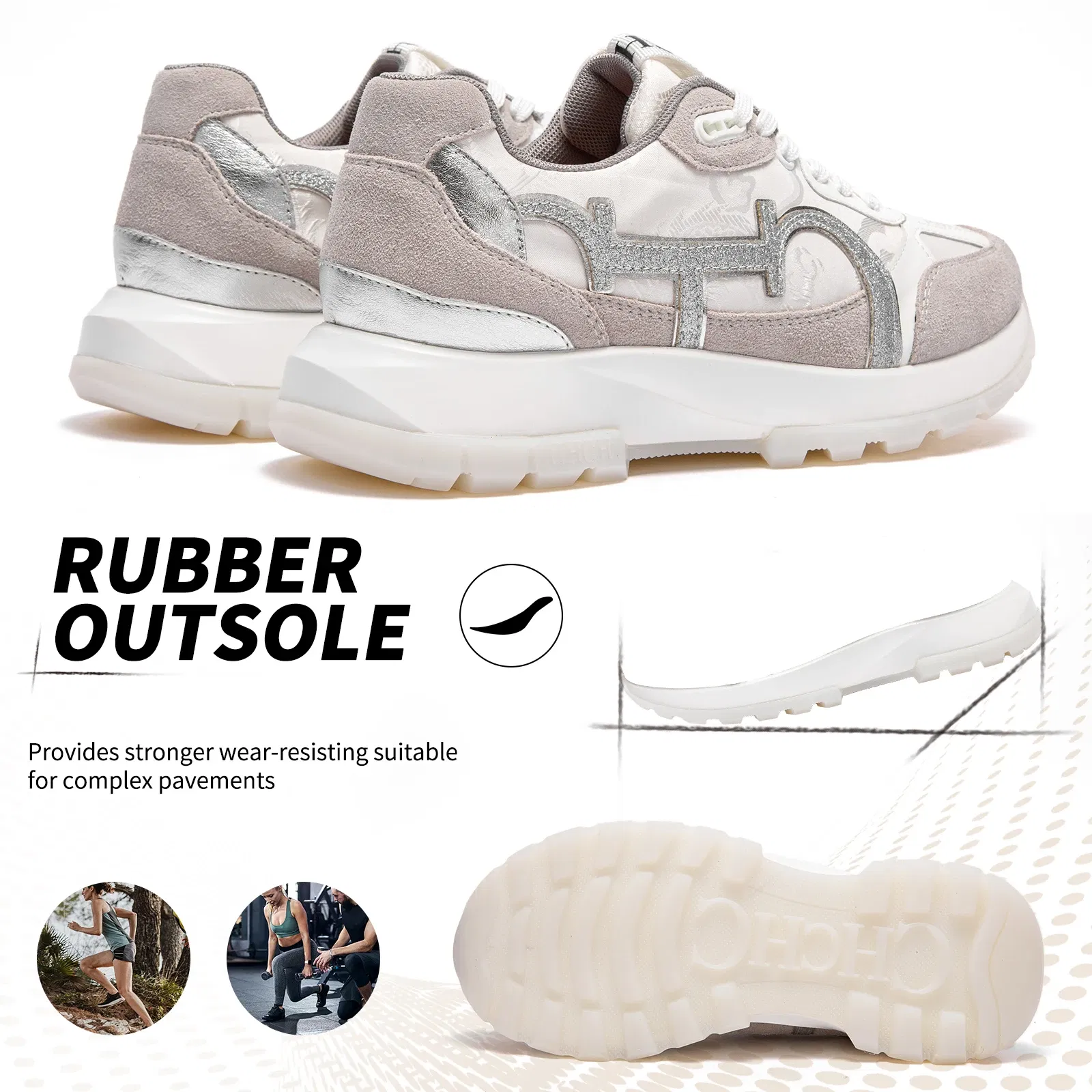 Color: Khaki, Shoe Size: 39 - CHCH Women Tennis Shoes New Leather Splicing Student Sports Shoes