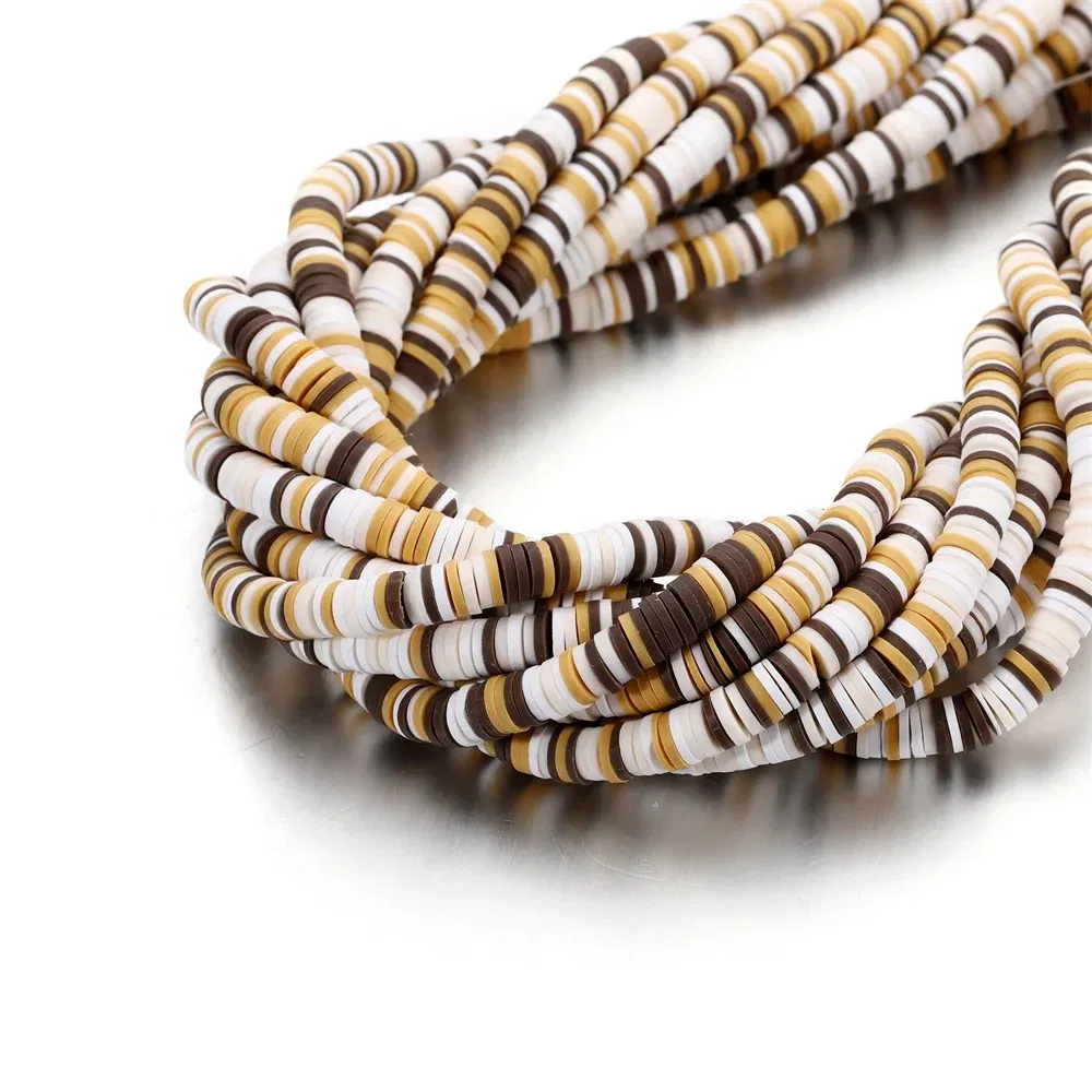 Color: light yellow, Item Diameter: 6mm - 16Inch/Line 6mm Colorful Flat Round Polymer Clay Beads Loose Spacer Beads for DIY Jewelry Making Bracelet Necklace Accessories