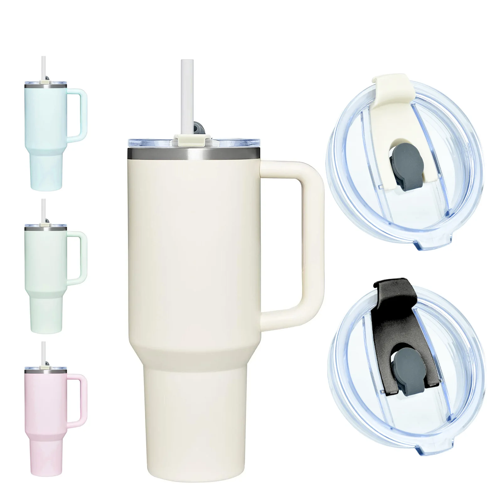 Color: Light Grey - Replacement Lid For Stanley Adventure Quencher Travel Tumbler 40oz Clear Spill Proof Tumbler Cover For Stanley Cup Accessories
