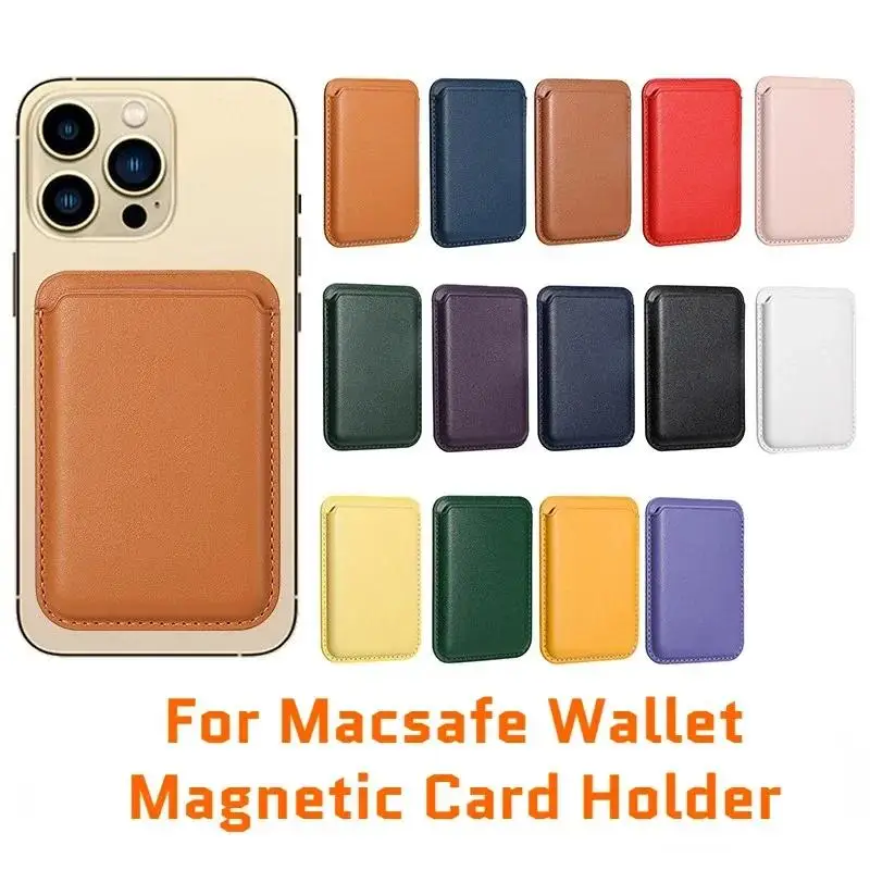 Material: leather, Color: Sky blue - Magsafe Series Magnetic Leather Card Holder Wallet Case for iPhone 15 14 Plus 13 12 Pro Max