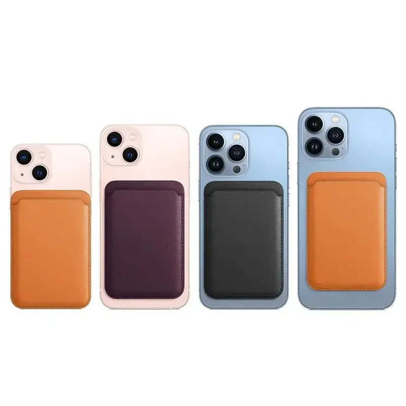 Material: leather, Color: Sky blue - Magsafe Series Magnetic Leather Card Holder Wallet Case for iPhone 15 14 Plus 13 12 Pro Max